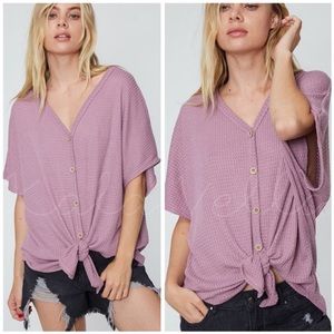 Mauve button down short sleeve top